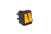 30*22mm Black Body 1NO+1NO with Illumination with Terminal (0-I) Marked Yellow A12 Series Rocker Switch